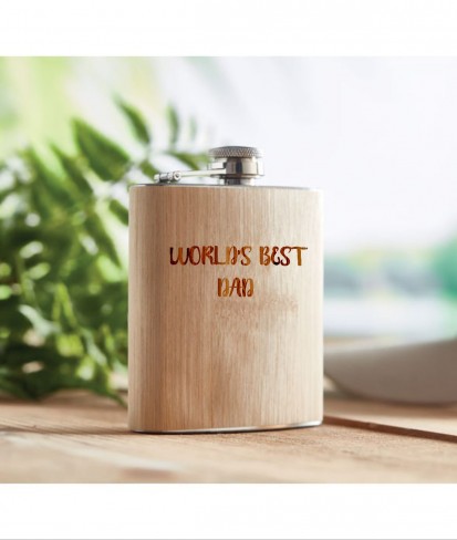 World's Best Dad Bamboo Hip Flask